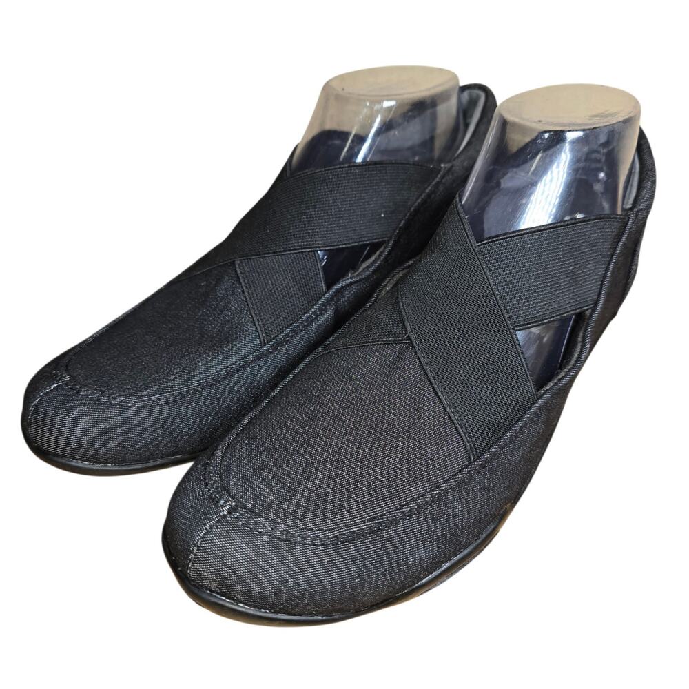 Ros Hommerson Clever Black Stretch Slip On Shoes Womens 9.5 Super Slim Msrp $120